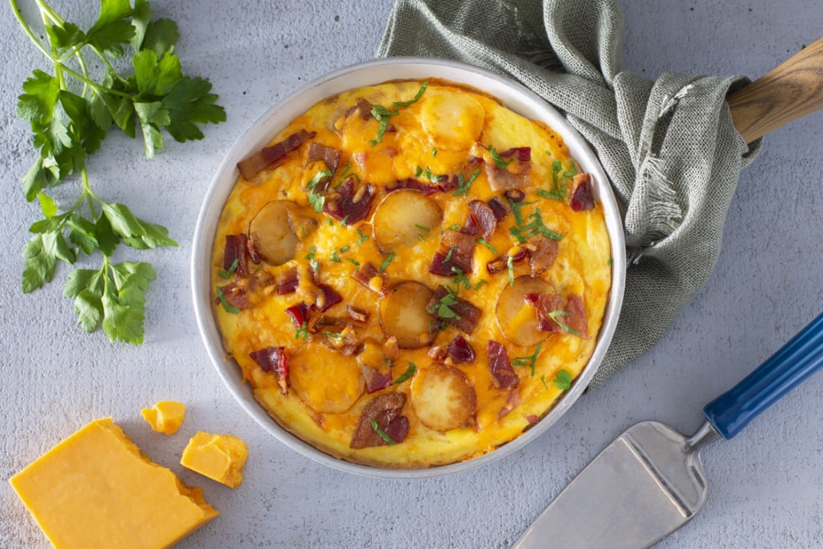 Frittata au Cheddar, bacon et pommes de terre Plaisirs laitiers